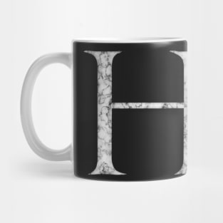 H in Roman White Marble Latin Alphabet Letter Sticker Mug